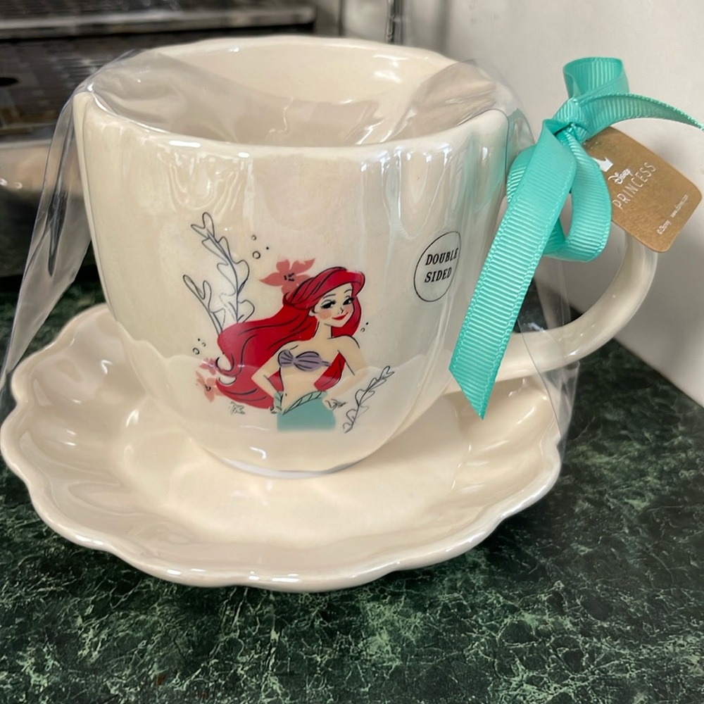 Disney Rae Dunn Princess Ariel The little Mermaid collectable Cup Saucer New